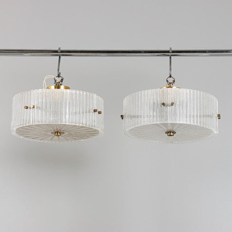CARL FAGERLUND. Ceiling lamps, Set of 2, glass, Orrefors 1960:s.